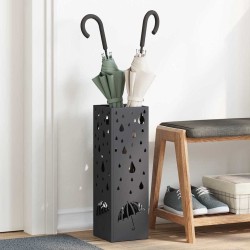 Porte-parapluie avec stockage Noir 15,5 x 15,5 x 49 cm Métal 555175555175