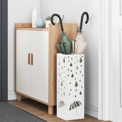 Porte-parapluie avec stockage Blanc 15,5 x 15,5 x 49 cm Métal 555180555180