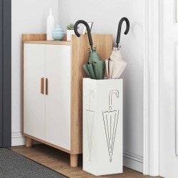 Porte-parapluie avec stockage Blanc 15,5 x 15,5 x 49 cm Métal 555184555184