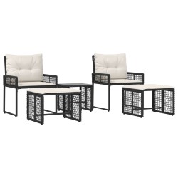 Ensemble de meubles d'extérieur 5 pcs Noir et Blanc 555188555188
