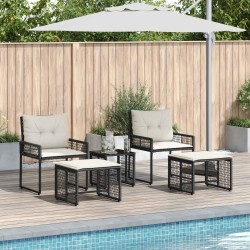 Ensemble de meubles d'extérieur 5 pcs Noir et Blanc 555188555188