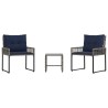 Ensemble de meubles d'extérieur 3 pcs Gris et marine 555193555193