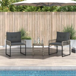 Ensemble de meubles d'extérieur avec coussin 3 pcs Gris 555194555194