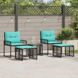 Ensemble de meubles d'extérieur 5 pcs Noir et turquoise 555197555197