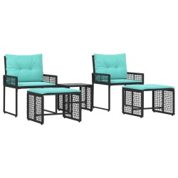 Ensemble de meubles d'extérieur 5 pcs Noir et turquoise 555197555197