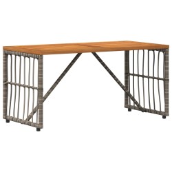 Table de jardin Gris 80 x 40 x 40 cm Acier et Rattan Poly 555208555208