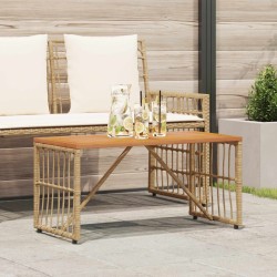 Table de jardin Naturel 80 x 40 x 40 cm Acier et Rattan Poly 555209555209