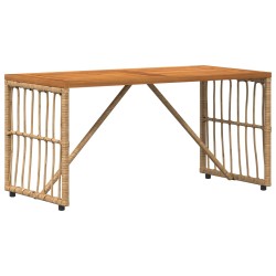 Table de jardin Naturel 80 x 40 x 40 cm Acier et Rattan Poly 555209555209