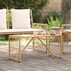 Table de jardin Naturel 80 x 40 x 40 cm Acier et Rattan Poly 555209555209