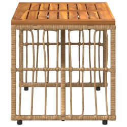 Table de jardin Naturel 80 x 40 x 40 cm Acier et Rattan Poly 555209555209