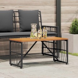 Table de jardin Noir 80 x 40 x 40 cm Acier et Rattan Poly 555211555211