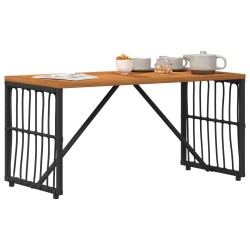 Table de jardin Noir 80 x 40 x 40 cm Acier et Rattan Poly 555211555211