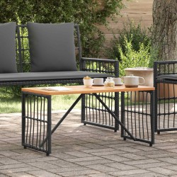 Table de jardin Noir 80 x 40 x 40 cm Acier et Rattan Poly 555211555211