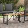 Table de jardin Noir 80 x 40 x 40 cm Acier et Rattan Poly 555211555211