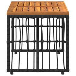 Table de jardin Noir 80 x 40 x 40 cm Acier et Rattan Poly 555211555211