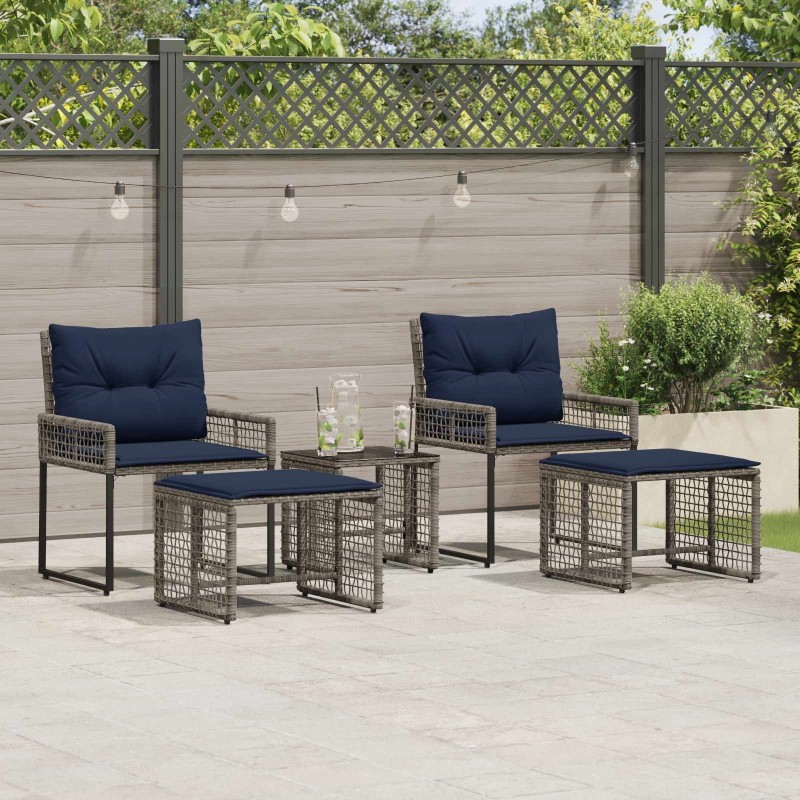 Ensemble de meubles d'extérieur 5 pcs Gris et marine 555212555212