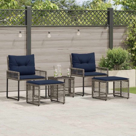 Ensemble de meubles d'extérieur 5 pcs Gris et marine 555212555212