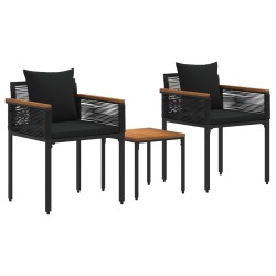 Ensemble de meubles d'extérieur avec coussin Noir polyrotin 555216555216