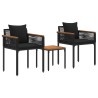 Ensemble de meubles d'extérieur avec coussin Noir polyrotin 555216555216