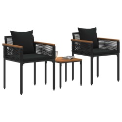 Ensemble de meubles d'extérieur avec coussin Noir polyrotin 555216555216