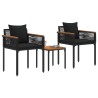 Ensemble de meubles d'extérieur avec coussin Noir polyrotin 555216555216