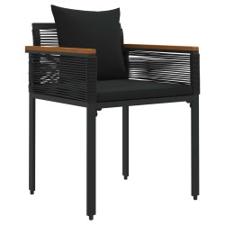 Ensemble de meubles d'extérieur avec coussin Noir polyrotin 555216555216