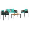 Ensemble de meubles d'extérieur Noir et turquoise polyrotin 555217555217