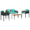 Ensemble de meubles d'extérieur Noir et turquoise polyrotin 555217555217