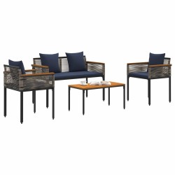 Ensemble de meubles d'extérieur Gris et bleu marine polyrotin 555218555218