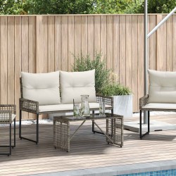 Table de jardin Gris et Noir 80 x 40 x 40 cm Rattan PE et Verre 555225555225