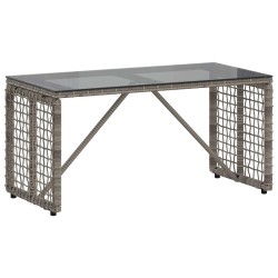 Table de jardin Gris et Noir 80 x 40 x 40 cm Rattan PE et Verre 555225555225
