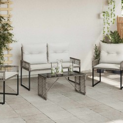 Table de jardin Gris et Noir 80 x 40 x 40 cm Rattan PE et Verre 555225555225