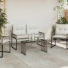 Table de jardin Gris et Noir 80 x 40 x 40 cm Rattan PE et Verre 555225555225