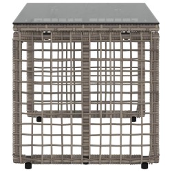 Table de jardin Gris et Noir 80 x 40 x 40 cm Rattan PE et Verre 555225555225