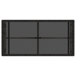 Table de jardin Gris et Noir 80 x 40 x 40 cm Rattan PE et Verre 555225555225