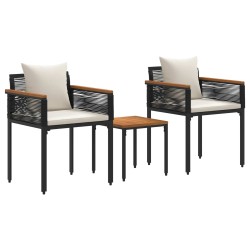 Ensemble de meubles d'extérieur Noir et blanc crème polyrotin 555226555226