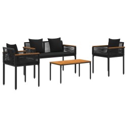 Ensemble de meubles d'extérieur 4 pcs Noir polyrotin 555227555227