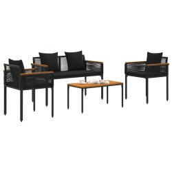 Ensemble de meubles d'extérieur 4 pcs Noir polyrotin 555227555227