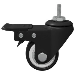 Roulettes 2 pcs Noir M6 x 37 mm Fer et nylon 555246555246