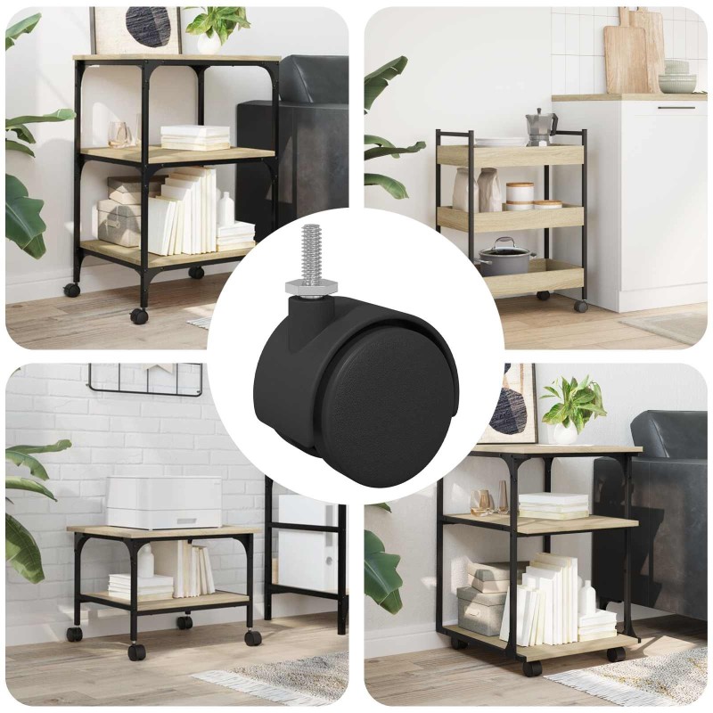 Roulettes 12 pcs Noir et argent 40,1 x 40,1 x 37,8 mm Fer et PP 555248555248