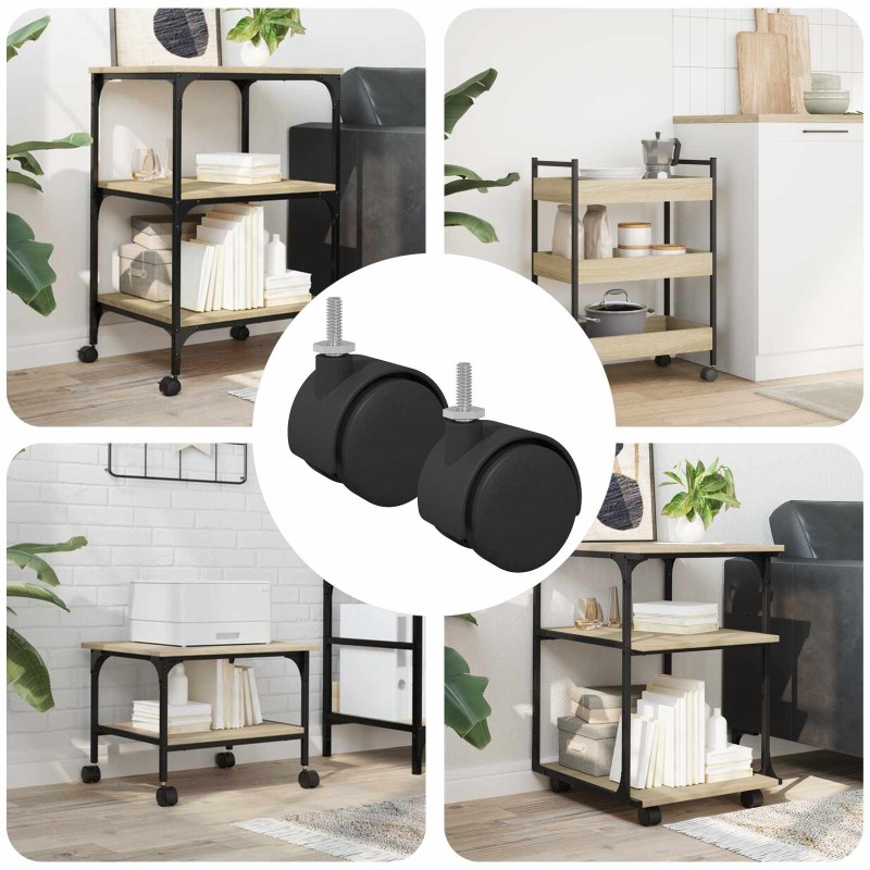 Roulettes 2 pcs Noir 40,1 x 37,8 mm PP et Fer 555251555251