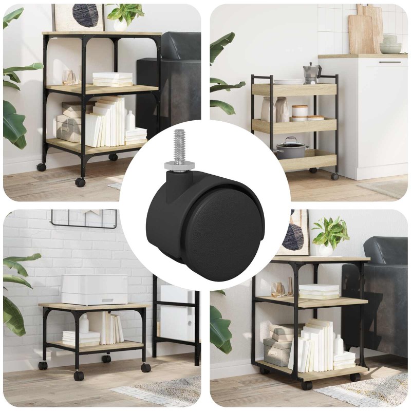 Roulettes 12 pcs Noir 40,1 x 37,8 mm PP et Fer 555252555252