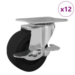 Roulettes 12 pcs Noir et argenté 50,7 x 50,7 x 24,4 mm 555260555260