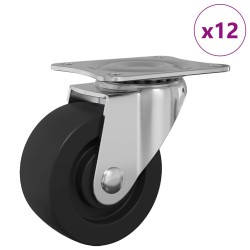 Roue pivotante 12 pcs Argenté 60 x 60 x 50 mm Fer et nylon 555262555262