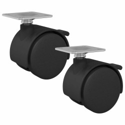 Roue 2 pcs Noir 39,5 x 39,5 x 37,8 mm Fer et Polypropylène 555288555288