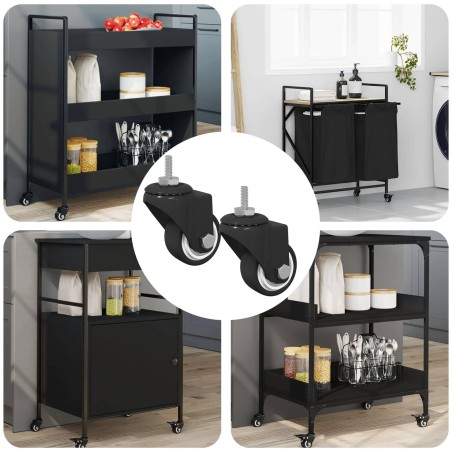 Roue pivotante 2 pcs Noir 40,4 x 40,4 x 19,7 mm Fer et nylon 555289555289