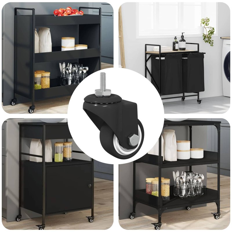 Roue pivotante 12 pcs Noir 40,4 x 40,4 x 19,7 mm Fer et nylon 555290555290