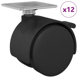 Roue 12 pcs Noir 39,5 x 39,5 x 37,8 mm Fer et Polypropylène 555292555292