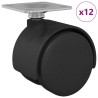 Roue pivotante 12 pcs Noir 39,5 x 39,5 x 37,8 mm Fer et PP 555295555295