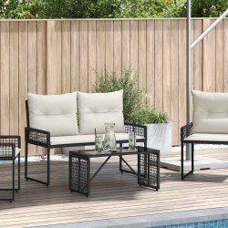 Table de jardin Noir 80 x 40 x 40 cm Rattan PE et Verre 555299555299